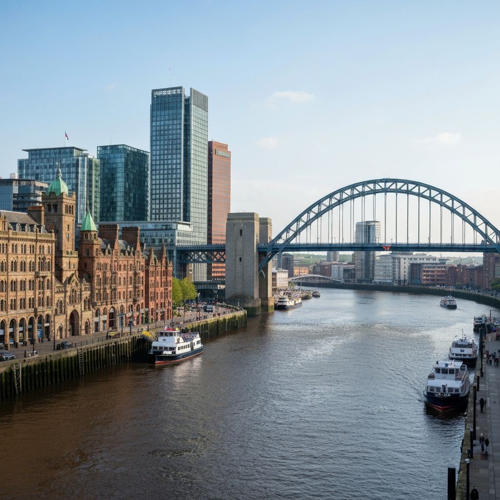 Newcastle upon Tyne skyline with Tyne Bridge